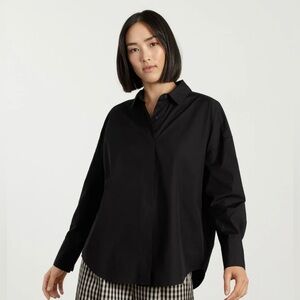 Everlane Black Oversized Poplin Top Size 16